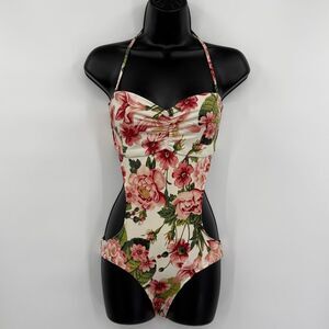 WET by Beach Rays Floral Cutout One Piece Swimsuit | Vintage Rose Print | Large